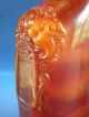 C1830 Chinese Antique Snuff Bottle Caved From Amber With Mask And Ring Snuff Bottles photo 11