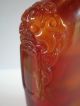 C1830 Chinese Antique Snuff Bottle Caved From Amber With Mask And Ring Snuff Bottles photo 1