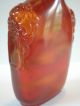 C1830 Chinese Antique Snuff Bottle Caved From Amber With Mask And Ring Snuff Bottles photo 2