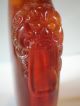 C1830 Chinese Antique Snuff Bottle Caved From Amber With Mask And Ring Snuff Bottles photo 4