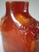 C1830 Chinese Antique Snuff Bottle Caved From Amber With Mask And Ring Snuff Bottles photo 5