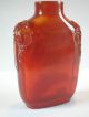 C1830 Chinese Antique Snuff Bottle Caved From Amber With Mask And Ring Snuff Bottles photo 7