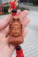 Peach Wood Carved Statue Kwan - Yin Buddha Amulet Hand Car Decor Pendant Netsuke Kwan-yin photo 3
