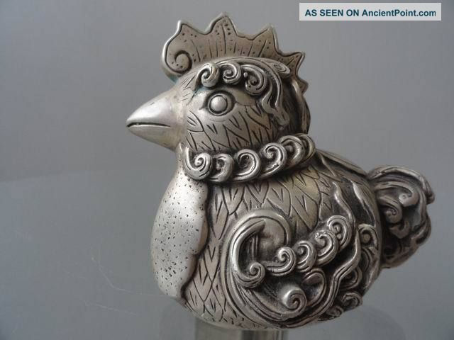 Chinese Copper Old Vivid Rooster Statue Shining Lifelike Exquisite Fancy Roosters photo