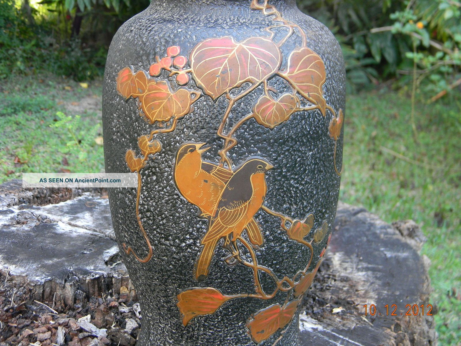 1920 ' S Japanese Bronze/cloisonne Pottery Vase Vases photo