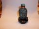Carved Snuff Bottle - Ruby Zoisite (matte Finish) W/ Jade Top & Stand Snuff Bottles photo 1