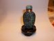 Carved Snuff Bottle - Ruby Zoisite (matte Finish) W/ Jade Top & Stand Snuff Bottles photo 3