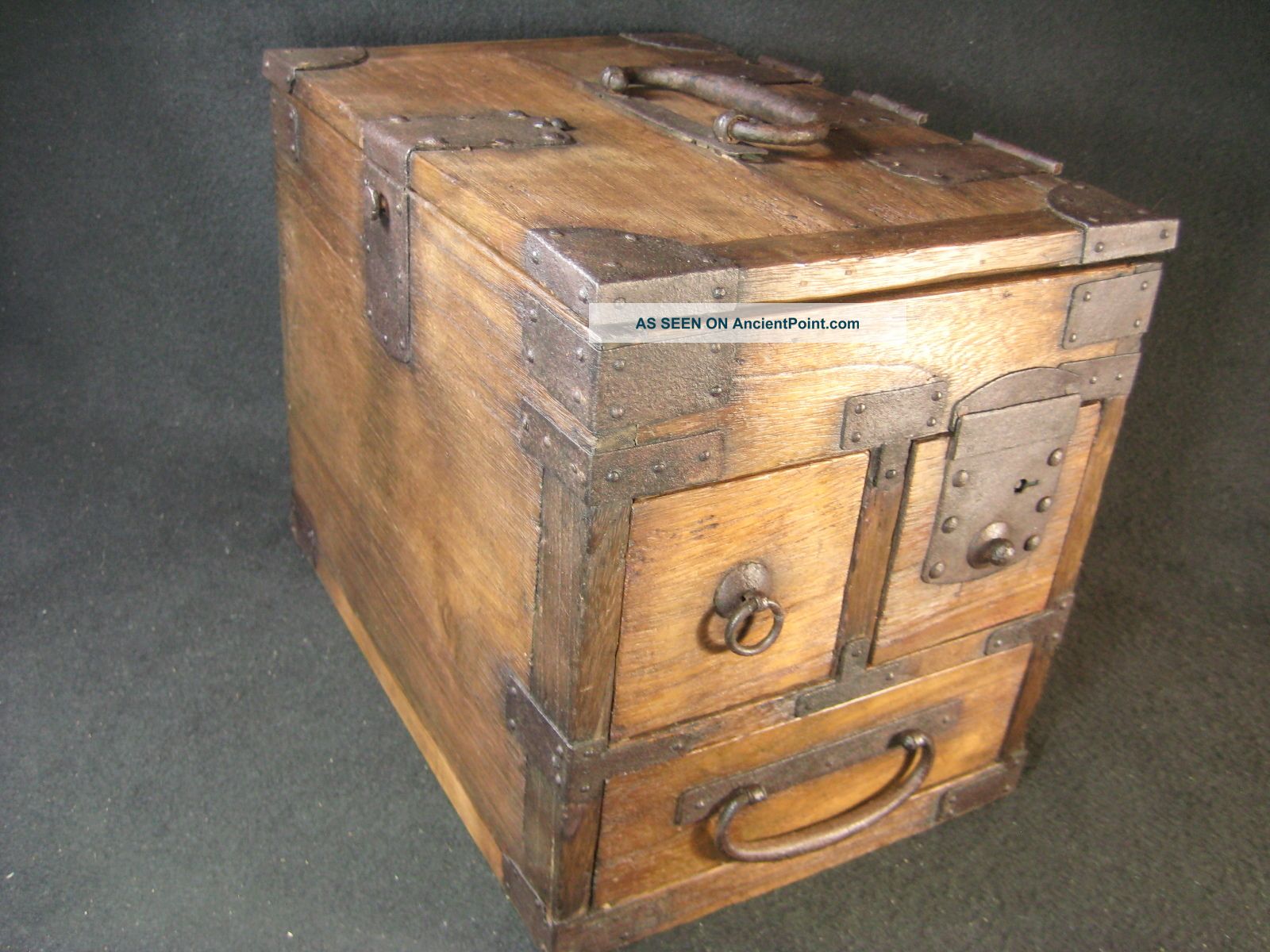 Japanese Antique 120 Year Old Meiji Era Wooden Suzuribako Calligraphy Tansu Boxes photo