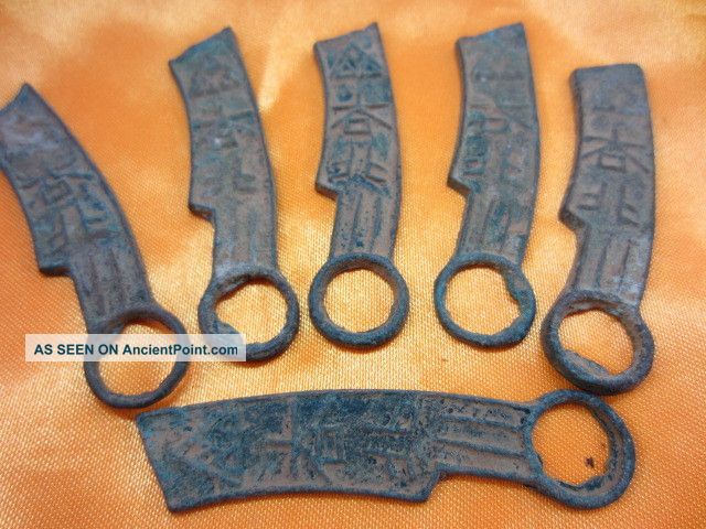 Collection Asia Antique Chinese Bronze Feature Delicate Knife Shape Statue 6pics Other photo