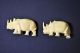 Antique Finely Carved Rhino Statue Ox Bone 2 Pcs Other photo 3