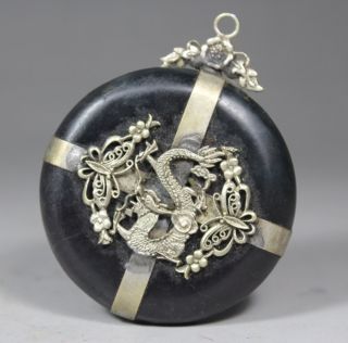 Chinese Old Jade Handwork Armored Dragon Pendant photo