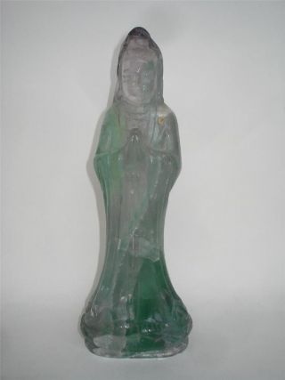 Antique Chinese Carved Quartz Kwan Yin Figure Qing Dynasty 19th C photo