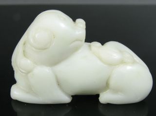 20th C.  White Jade Foo Lion,  Nicely Carved photo
