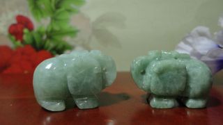 Chinese Light Green 100%natural Grade A Jade Jadeite Pendants/two Elephants photo
