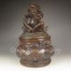 Chinese Bronze Incense Burner & Lid W Buddha & Qian Long Mark Nr Incense Burners photo 3