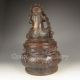 Chinese Bronze Incense Burner & Lid W Buddha & Qian Long Mark Nr Incense Burners photo 6