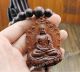Peach Wood Carved Buddha Beads Shakyamuni Amulet Hand Car Decor Pendant Netsuke Buddha photo 4