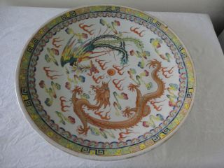 Antique Dragon Large Plate With Six Character photo