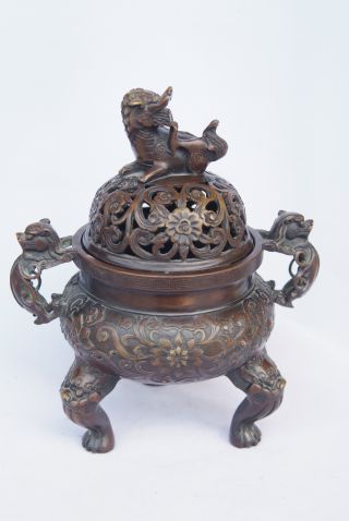 Chinese Bronze Incense Burner & Lid W Ming Dynasty Xuan De Mark Nr photo