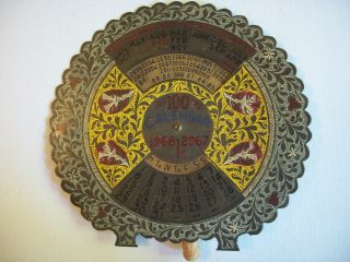 100 Year (though 2067) Calendar Circular Rotating Metal Antique Made In India photo