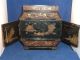 Antique Japanese Meiji Black And Gold Hand Painted Lacquer Cabinet Box Boxes photo 4