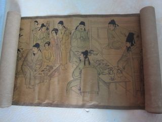 Ancient Chinese Scroll Painting Banquet Diagram photo