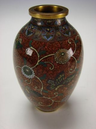 Antique Japanese Meiji Enamel On Copper Goldstone Cloisonne Cabinet Vase C1900 photo