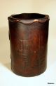 Chinese Wood Carved Bamboo Brush Pot Woodenware photo 2