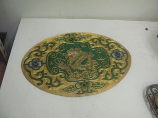 Vintage Chinese Hand Embroidery Dragon Doily Textile Mat 10 