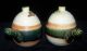 2 Japanese Oribe Handled Lidded Stoneware Bowls Fish Glazed Crazed Signed Glasses & Cups photo 3