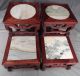 Pair Vintage Chinese Oriental Marble Wood Teak Step Table Display Stand Carved Tables photo 3