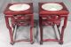 Pair Vintage Chinese Oriental Marble Wood Teak Step Table Display Stand Carved Tables photo 4