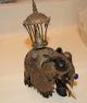 Antique 19th Century Carved India Elephant Ox Bone / Faux Ivory & Brass No Res India photo 11