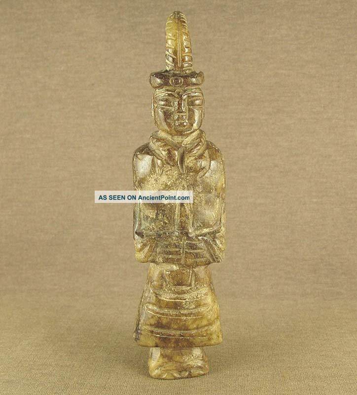 With Carved Figure Chinese Old Jade Statue Cap Human Figurine Men, Women & Children photo