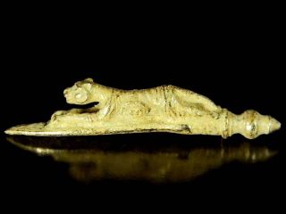 Powerful Leaping Tiger On Phra Khan Spirit Ghost Protection Buddha Knife Amulet photo
