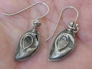 Antique Outstanding Middle East Silver Earings Uzbek Ethnic Charming Jewelry photo