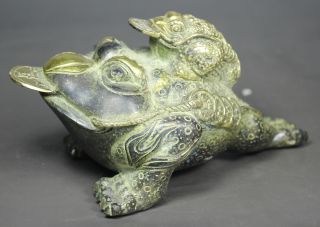 Chinese Old Copper Handwork Toad Statue photo