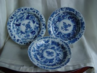 18th Three B/w Chinese Export Porcelain Kangxi Saucers Signed photo