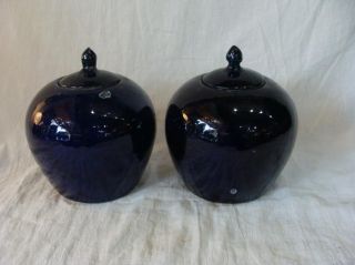 Antique Canton Chinese Cobalt Blue Ginger Jars 1850 ' S photo