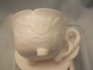 Chinese White Hardstone Cup & Saucer With Raised Floral Decor 20thc (a) photo