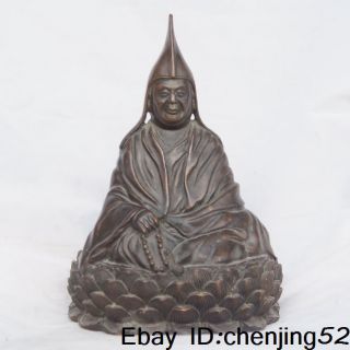 China Tibetan Buddhism Bronze Lama Je Tsongkhapa Maitreya Buddha Statue photo