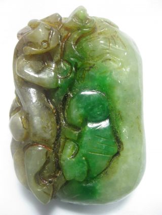 New Arrive Antique Chinese Green Jadeite Pendant /chinese Hulu &panda Pendant photo