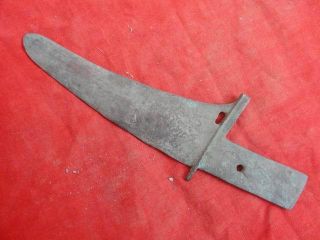 Chinese Bronze Swords Wide Handle Curving Long Old photo