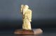 Old Netsuke Man With Digger Signed On The Bottom Mid 20th Century + Wooden Stand Netsuke photo 1