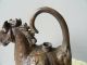 Chinese Bronze Teapot Carven Horse Shape Mouse Spout Old Exquisite Teapots photo 2