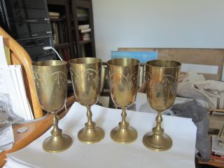 4 Brass Wine Gobblets Made In Inda photo