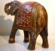 Vintage Hindu Indian Carved And Painted Wood Caparisoned Festival Elephant India photo 2
