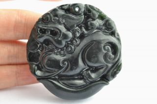 ❤orient Old Collectibles Handwork Delicate Jade Burnish Carving Dragon Pendant ❤ photo