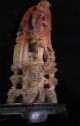 Scarce Red Soapstone Carving/statue Happy Fisherman Beaming Man W/ Fish And Pole Men, Women & Children photo 3