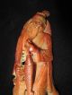 Scarce Red Soapstone Carving/statue Happy Fisherman Beaming Man W/ Fish And Pole Men, Women & Children photo 8
